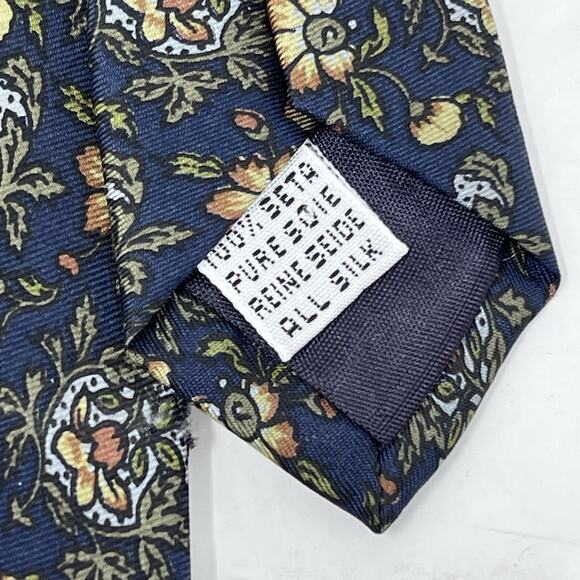Vintage‎ Herve Monsigny 100% Silk Tie Blue Yellow Floral Print Designer Necktie - Picture 5 of 8